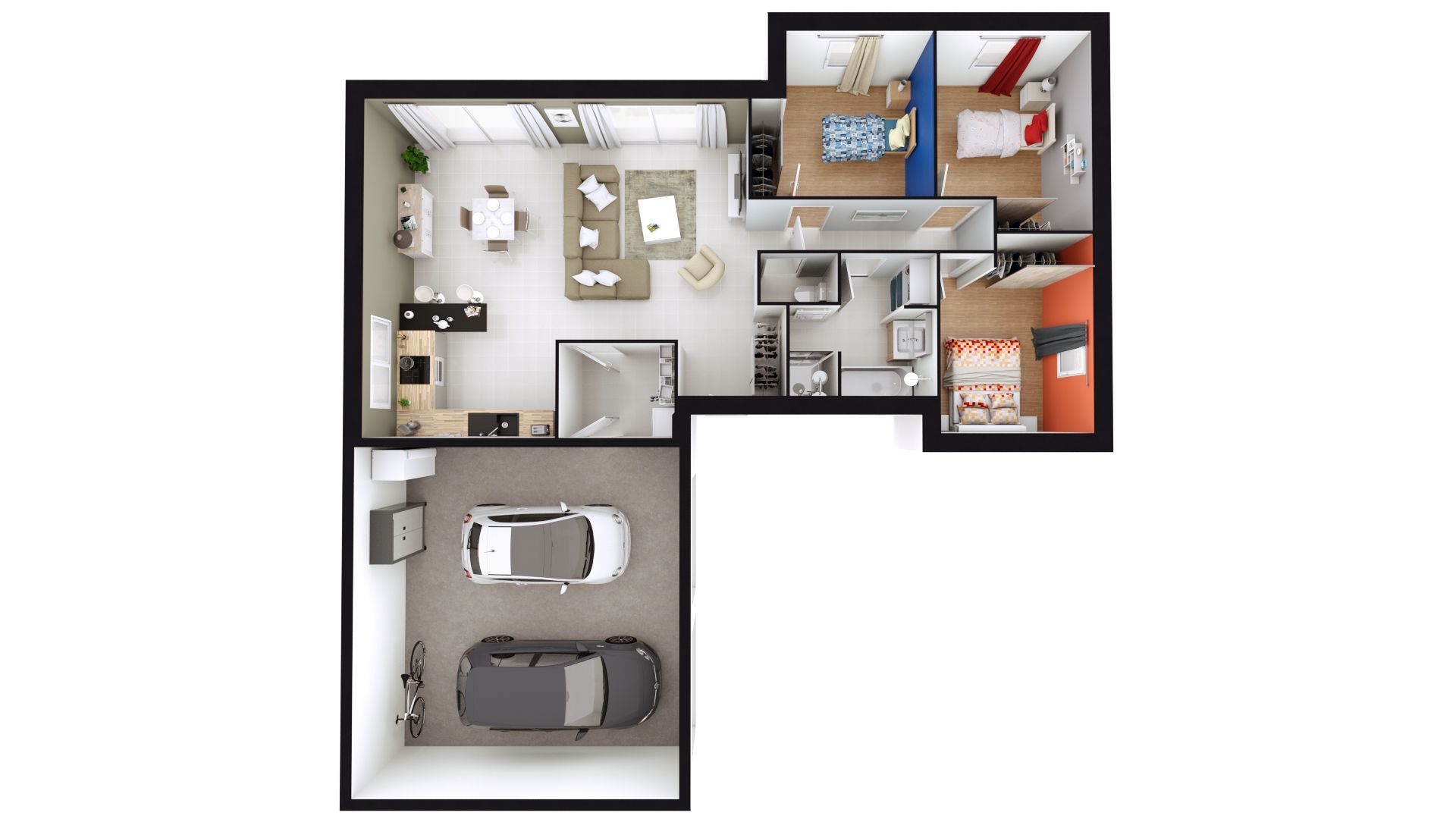 Plan Maison 3 chambres de 90 m²